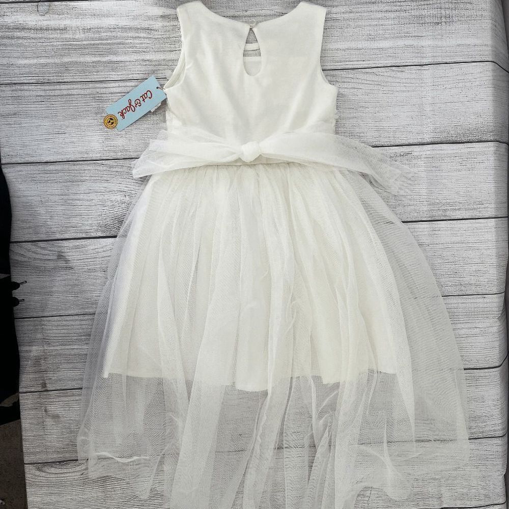 Cat & Jack High-Low Sleeveless Lace and Toole Dress in Off White Size XS